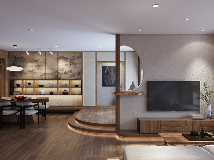 A 2-storey penthouse for rent in Noble Crystal Tay Ho at Sky 1 view of Ciputra Golf, floor-to-ceiling windows