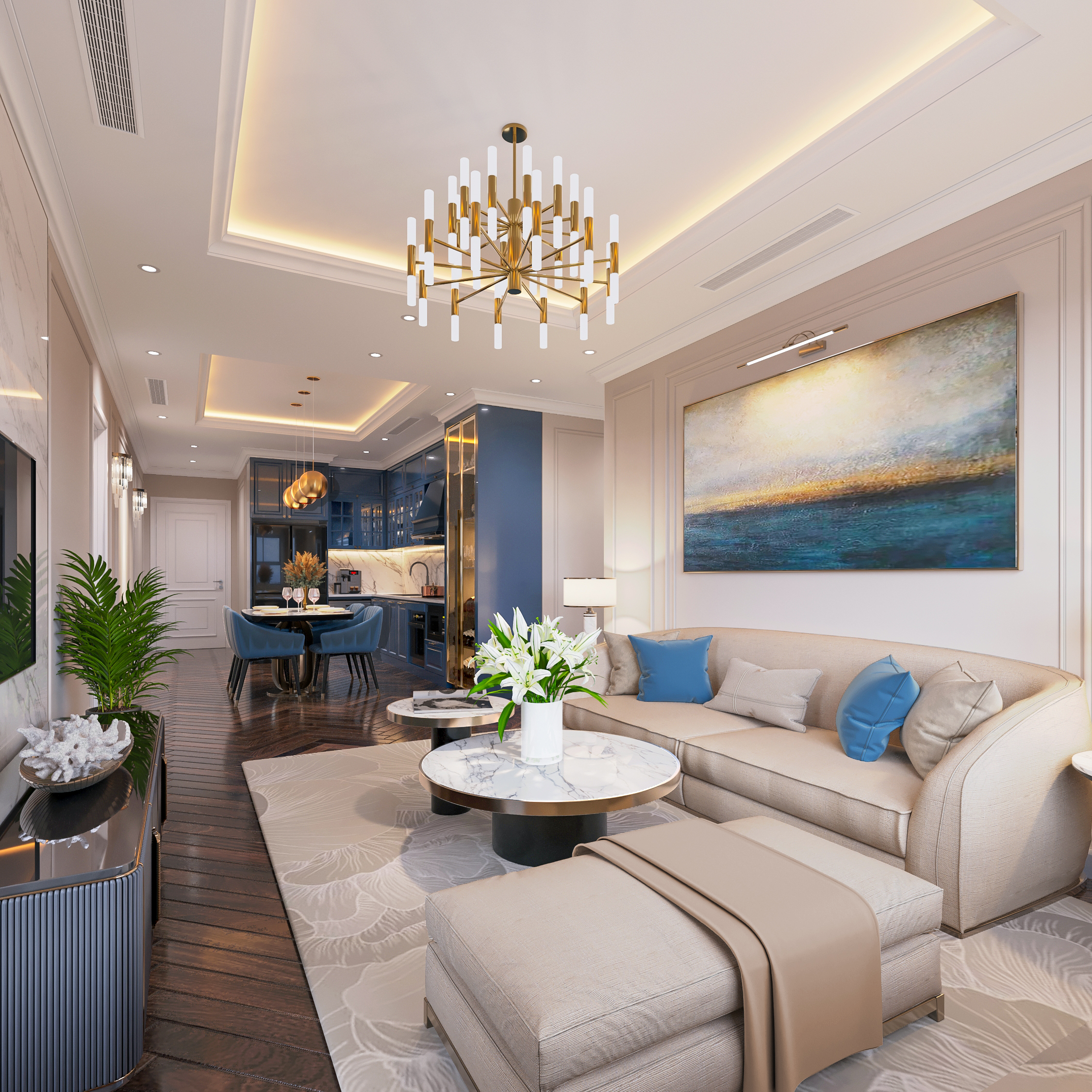 An artfully 4-bedroom condominium for lease in Sky 1 Noble Crystal Tay Ho - 200sqm - Southeast balcony views of Red River