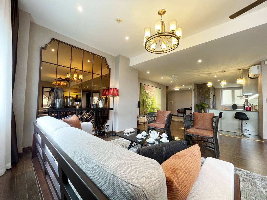 Brand-new Indochine-style 2-bedrooms condominium for rent in Ciputra